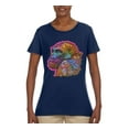 thumbnail image 3 of Colorful Neon Gorilla | Dean Russo Art Animal Lover Womens T-Shirt, Navy, XX-Large, 3 of 6