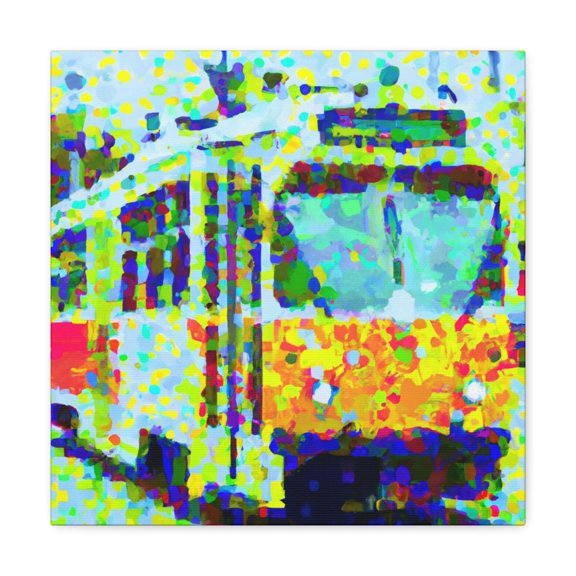 Tram at Pointillism - Canvas