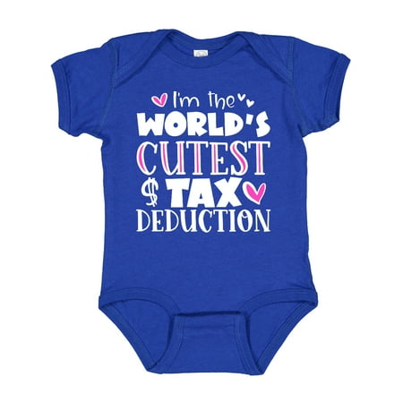 

Inktastic I m the Worlds Cutest Tax Deduction Pink Hearts Boys or Girls Baby Bodysuit