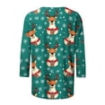 thumbnail image 4 of Byworldtasic Christmas Shirts for Women Plus Size Funny Printed 3/4 Sleeve Tops Round Neck Pullover Blouses S-5XL, 4 of 5