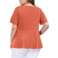 thumbnail image 3 of MODA NOVA Juniors' Plus Size Short Sleeves Knot Front Peplum Top Dusty Rose 2X, 3 of 6