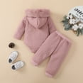thumbnail image 5 of Baby Clothing Sets Girls Hooded Long Sleeve Romper and Pants Outfit Pink 0-3 Months, 5 of 8