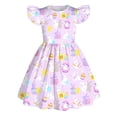 thumbnail image 3 of Easter Dress for Girls Puff Sleeves Cute Rabbit & Eggs Print Crew Neck Dress Color Light Purple Size 6-7 Years, 3 of 4