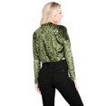 thumbnail image 6 of Fashion Secrets Women`s Collarless Open Front Velvet Bolero Shrug Cardigan Cropped Jacket (X Large, Olive), 6 of 6