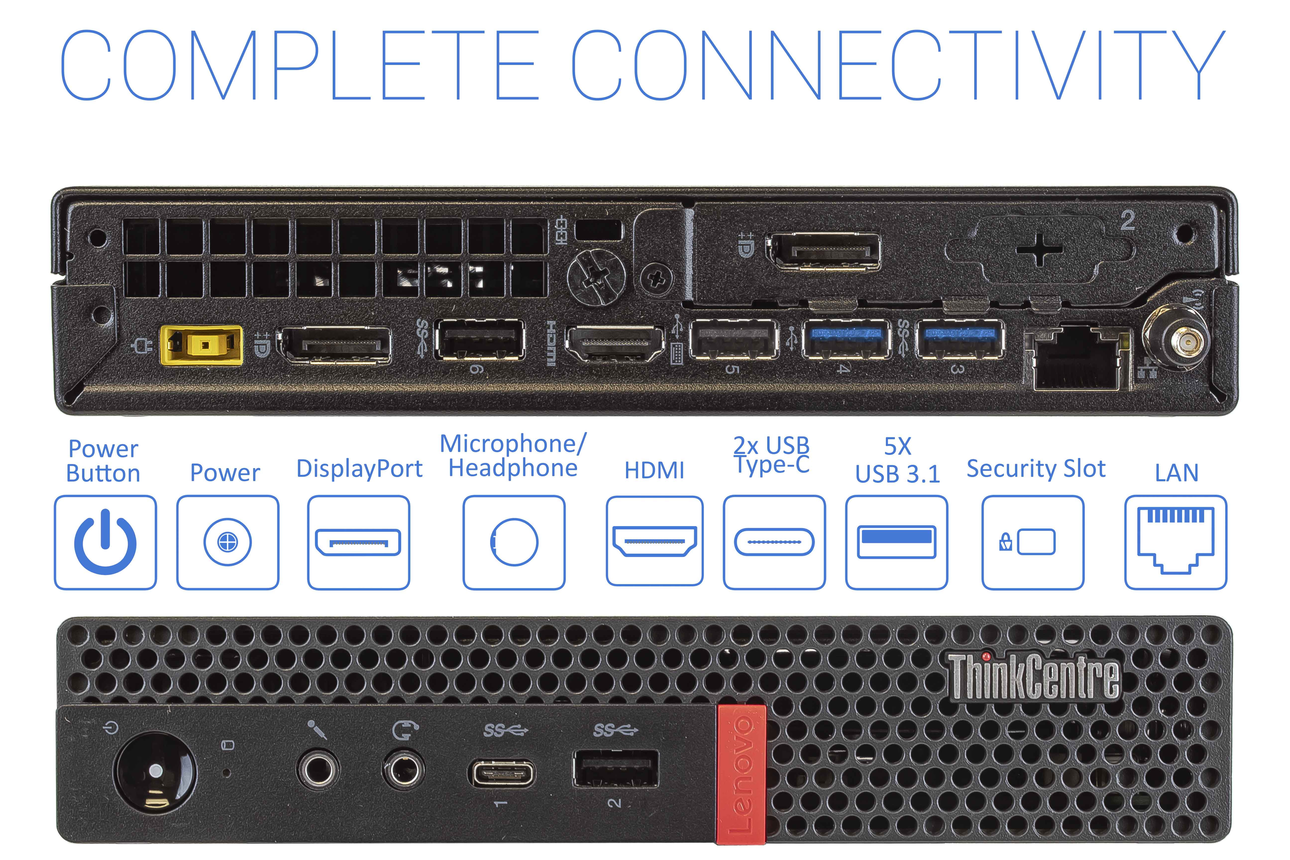 ミニPC Lenovo M720q Tiny i3-8100T 8GB 500GB DVD Lenovo ThinkCentre M720q Mini PC, Intel Core i3-8100T 3.1GHz, 16GB