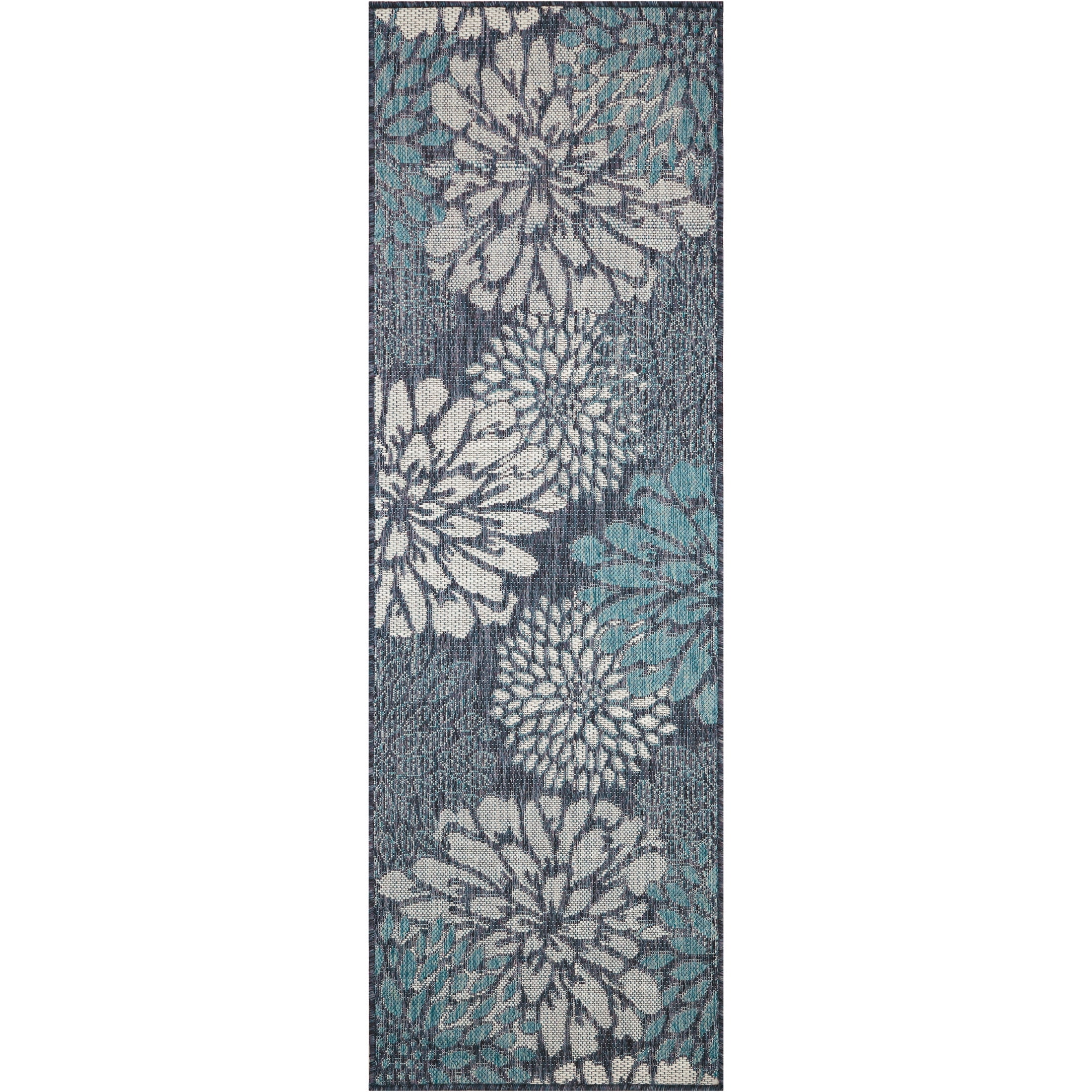 Nourison Garden Oasis 2' x 6' Navy Tropical Rug