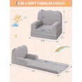 thumbnail image 3 of Para niños' 2-in-1 convertible couch: teddy fleece fabric para niños pequeños sofa chair, soft fold-out couch lounger para playroom, nursery, birthday gift - green, 3 of 7