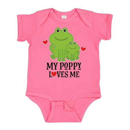 

Inktastic My Poppy Loves Me Grandson Frog Gift Baby Boy Bodysuit