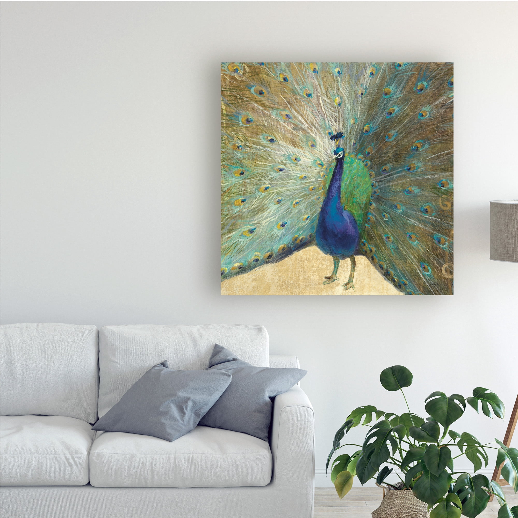 Trademark Fine Art 'Blue Peacock Cream' Canvas Art by Danhui Nai
