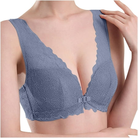 fheaev Front Closure Bras For Women No Underwire Front Snap Bras Post Surgery Front Closure Brassiere Sports Bra Wireless Minimizer Bra Everyday Bar