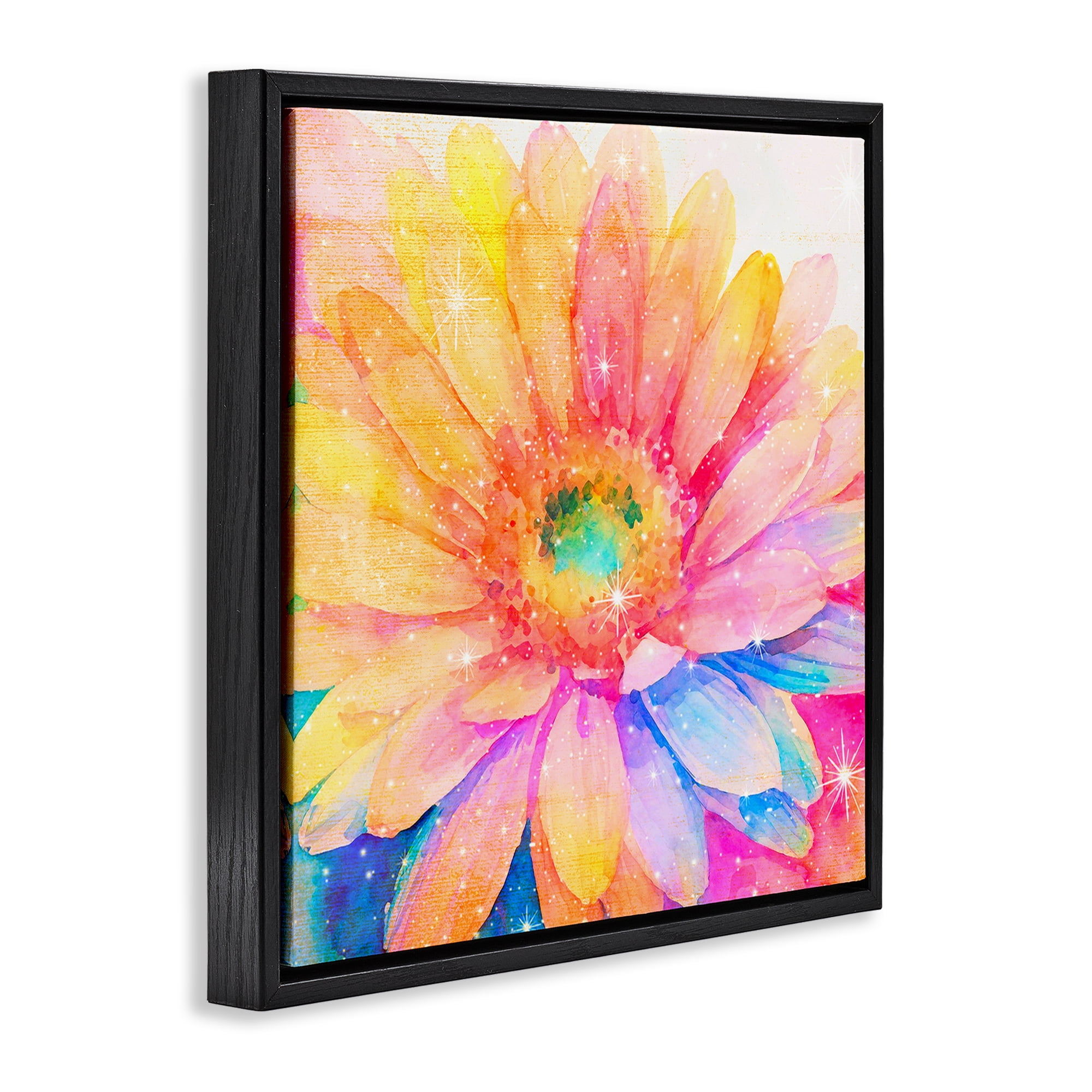Stupell Industries Bloomtopia Shimmer Blossom Black Framed Floater Canvas Wall Art, design by Vibelicious