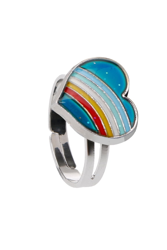 Punk Temperature Change Heart Shape Rings for Women Goth Hip Hop Retro Fashion Male Couple Birthday Festival Jewelry