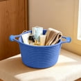 thumbnail image 3 of Storage Basket Woven From Cotton Rope with Beaded Handles, Multi-Use Desktop Bin for Toy and Small Item Organization, Decorative Woven Basket for Nursery, Dorm, Bedroom 7.87" X 7.87" X 4.72", 3 of 6