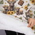 thumbnail image 3 of Oversized Wearable Blanket Hoodie,Beige Highland Cow Sunflower Basket Pattern Sherpa Blanket Hoodie with Super Pockets,Super Warm Fuzzy Pullover for Women & Men, 3 of 6