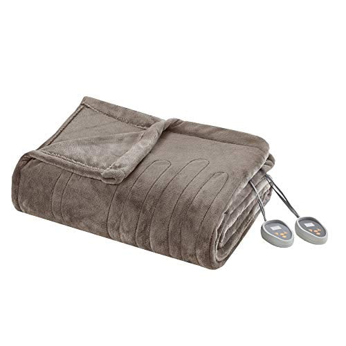 Beautyrest Elect Electric Blanket with Two 20 Heat Level Setting Controllers Queen Mink
