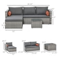 thumbnail image 2 of 3-Piece Patio Furniture Set Modern Sectional Sofa Rattan Chair Wicker Conversation Set Outdoor Hand Woven Rattan Wicker Furniture Patio Coffee Table Sofa Set, Grey, 2 of 7