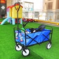 thumbnail image 7 of Folding Wagon Cart Collapsible Outdoor Utility Wagon Garden Shopping Cart Beach Wagon with All-Terrain Wheels(Blue), 7 of 7