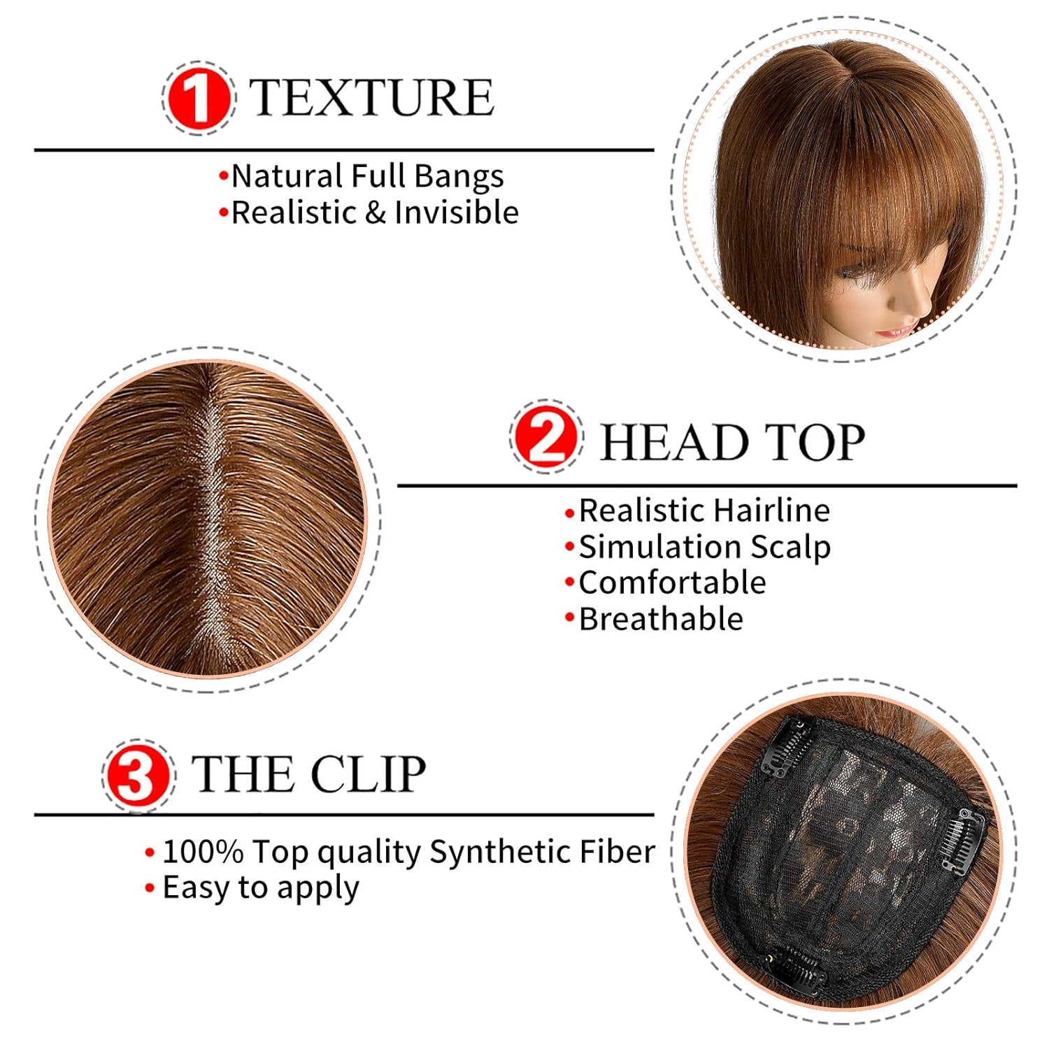14" Hair Topper with Bangs Clip in Top Extensions 200% Density Silk Base Top Hairpieces Straight Crown Wiglet for Thinning  Hair Women
