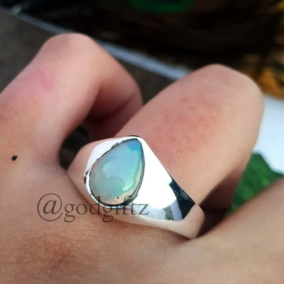 Handmade Ethiopian Opal Ring: 925 Sterling Silver, Dainty Gemstone