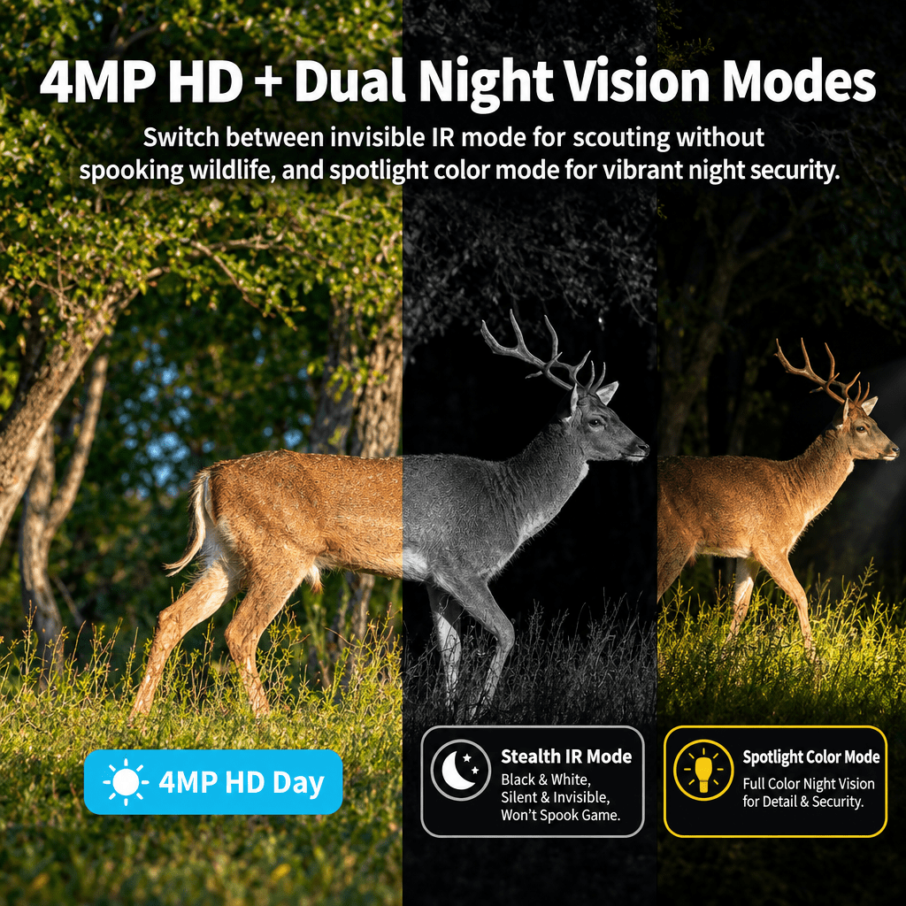 Conico 4G LTE Cellular Trail Camera, Solar Powered Game Camera, 4MP PTZ 360° Deer Camera, No WiFi