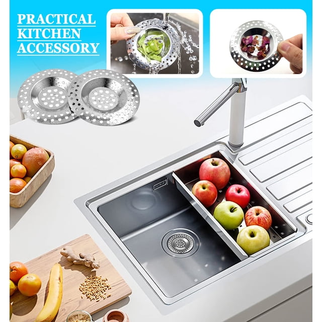 Advancent Filtro de fregadero de 2 piezas, desagüe de cocina, acero inoxidable a prueba de herrumbre, accesorios para el hogar, filtros de agua Accesorios de baño