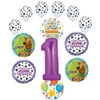 Scooby Doo 1st Birthday Party Supplies Balloon Bouquet Decorations - Purple Number 1