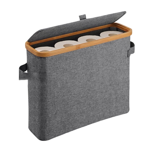 Panier de Rangement pour Papier Hygiénique avec Couvercle et Poignée Boîte de Rangement pour Toilette pour 12 Rouleaux