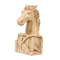thumbnail image 4 of Figura de cabeza de caballo, adorno de escritorio de resina, escultura artesanal, decoración para el año Nuevo chino, para oficina, estantería o sala Imitación de madera, 4 of 9