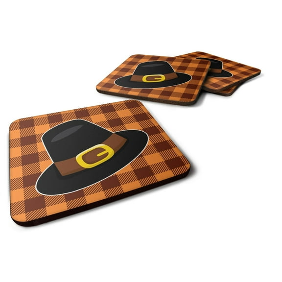Thanksgiving Pilgrim Hat Foam Coaster Set of 4