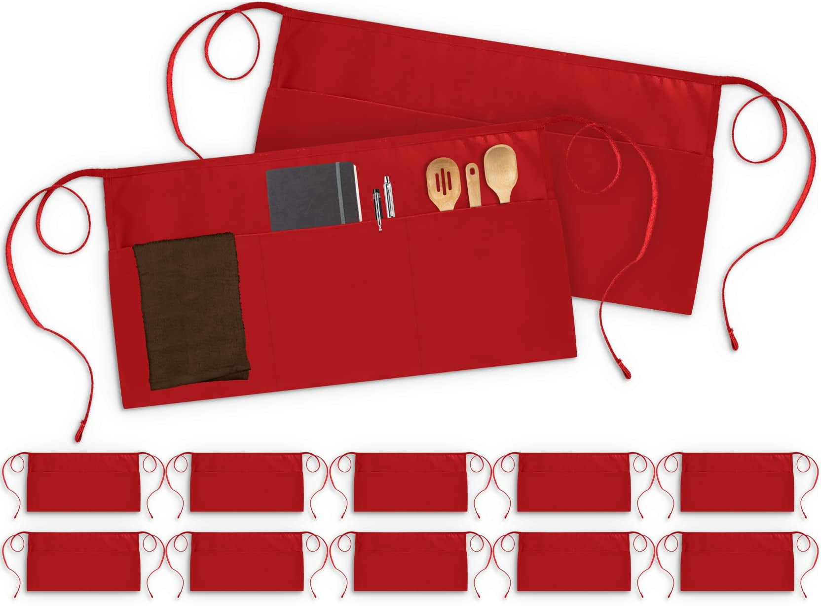 Cooking Aprons Red 24x12 Inches (Pack of 12)