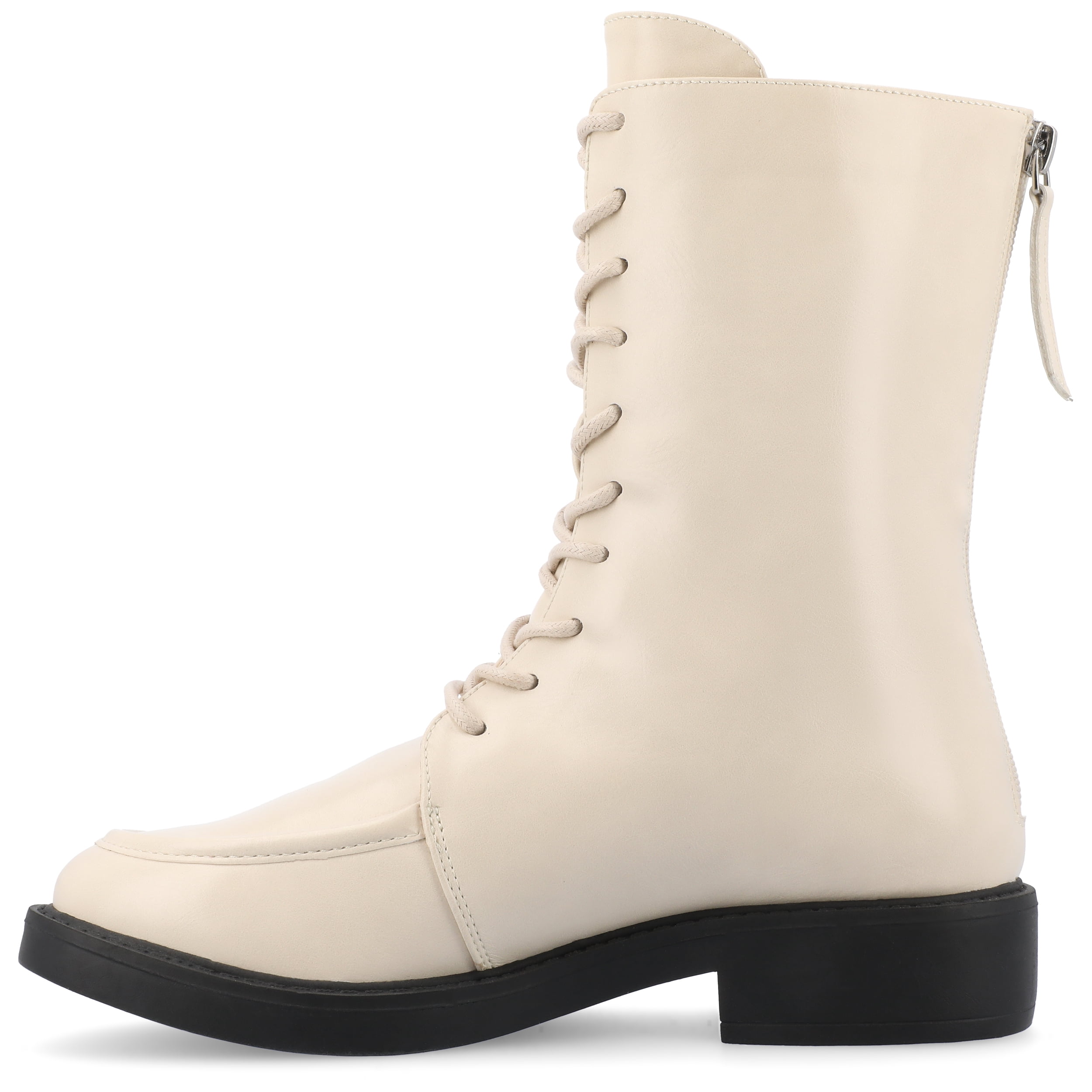 Journee Womens Nikks Lace Up and Zip Entry Almond Toe Booties