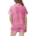 thumbnail image 5 of REDARER Girls Glitter Print Pajama Set Short Sleeve Button Down Soft Sleepwear Comfortable Nightwear for Kids Homewear,2-3 Years, 5 of 5