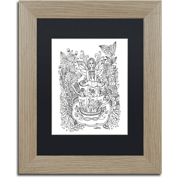 Trademark Fine Art "Fairies and Woodland Creatures 11" Canvas Art by KCDoodleArt Black Matte, Birch Frame