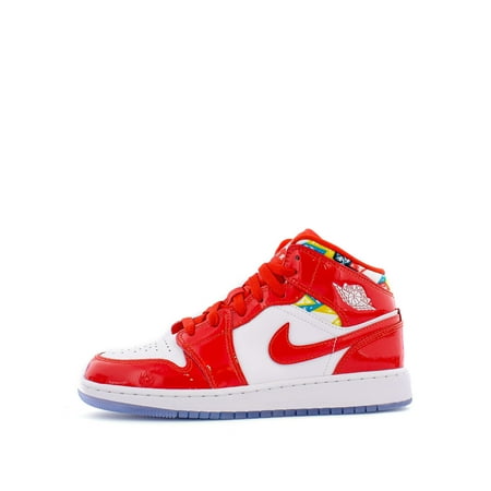 

Big Kids Jordan 1 Mid SE Barcelona Red Patent Chile Rd/Wht-Pollen (DC7248 600) - 4