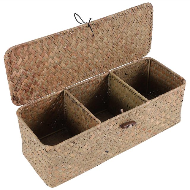 Inodoro Cesta de papel - 3 cestas de ratán para baño, organizador de almacenamiento de joyas y cosméticos