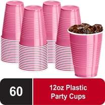 DecorRack Party Reusable Disposable Plastic Cups, 12 fl oz, Pink, 60 Count