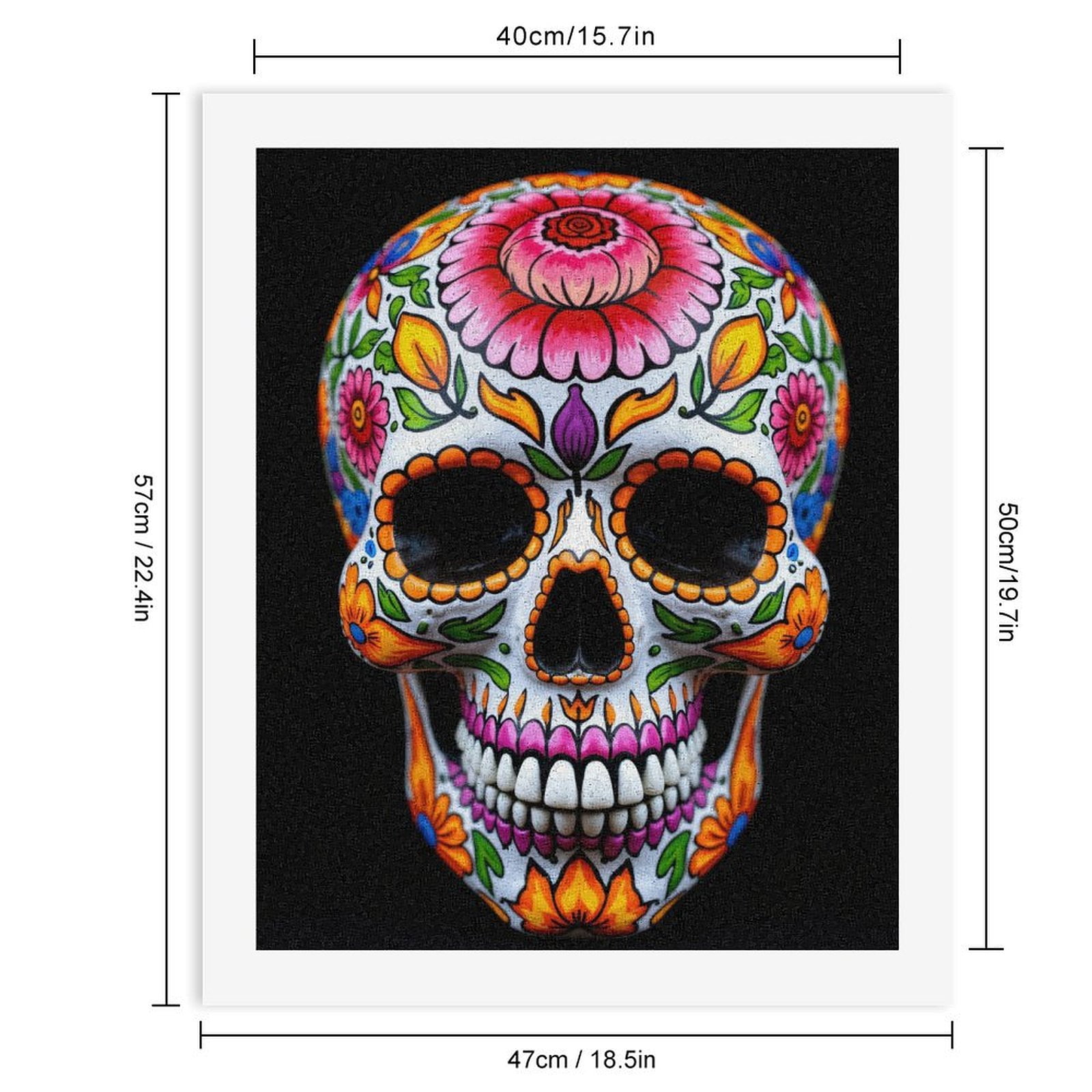 Paint By Numbers Kit for Adults Beginner - DIY Colorful Floral Skull Art Canvas Painting Kits for Adults, Frameless Paint By Number for Adults for Home Wall Decor 16x20 Inch