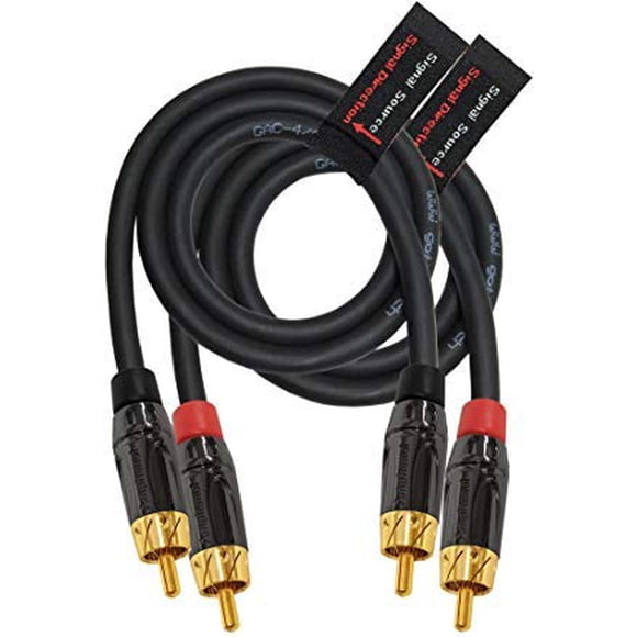 3 Foot RCA Cable Pair - Gotham GAC-4/1 (Black) Star-Quad Audio Interconnect Cable with Amphenol ACPL Black Chrome Body, Gold Plated RCA Connectors - Directional