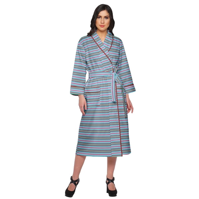 Moomaya Printed Long Robe With Pockets Cotton Bride Getting Ready Dress