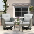 thumbnail image 2 of Seizeen Patio Furniture Set on Sale, 3 Pieces Outdoor Rattan Swivel Gliders Rocker w/Coffee Table, Wicker Patio Bistro Chair Set for Front Porch, Rocking Conversation Set w/Thickened Cushions, Gray, 2 of 9