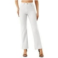 thumbnail image 5 of PiGOGI Women's office Work Straight Leg Yoga Pants with Elastic Waist and Button Detail Casual Stretch Trousers for Women White M, 5 of 6
