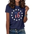 thumbnail image 2 of adaychics Womens American Flag Shirt 76 Print Patriotic Stars and Stripes Shirt Short Sleeve Tops for Daily Wear Vacation, 2 of 7