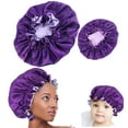 thumbnail image 2 of Parent Child Lace Satin Nightcap Imitation Silk Hair Design Cap for Ladies and Kids - Stylish Comfortable Multiple Color Options, 2 of 7