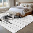 thumbnail image 5 of 5x7 Washable Area Rug, Welcome Non-Slip Large Rectangle Rug for Living Room Bedroom, Farmhouse Country Rooster Rustic White Wood Grain Indoor Floor Mat for Home Decor, 5 of 9