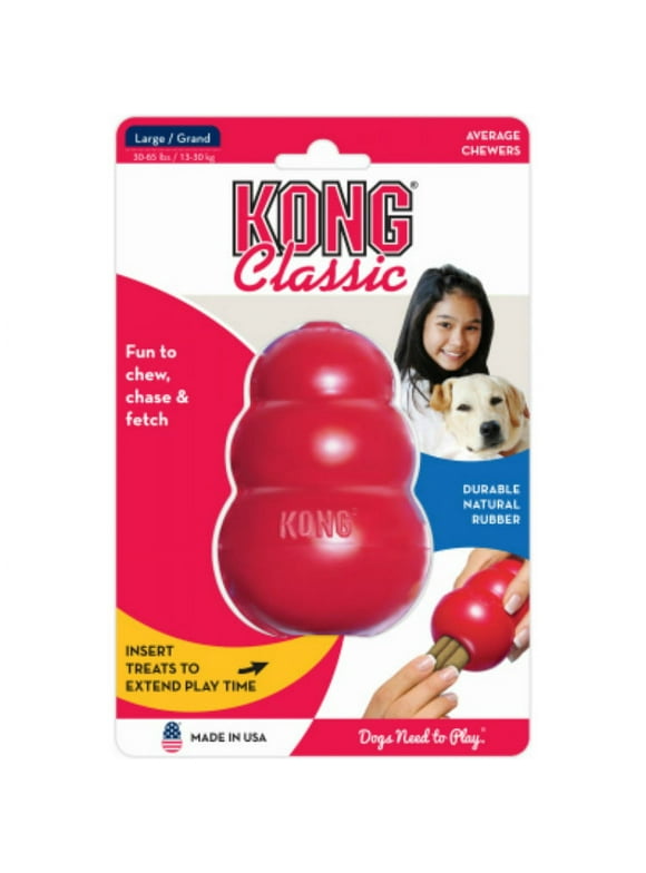 KONG T1 Classic All-Natural Rubber Dog Toy, Red, Large, Each
