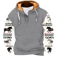 thumbnail image 2 of Jinhomg Mens Fleece Lined Hoodies Vintage Western Cowboy Sweatshirts Casual Comfy Long Sleeve Country Graphic Pullover Tops with Pocket Gray XXXL, 2 of 5