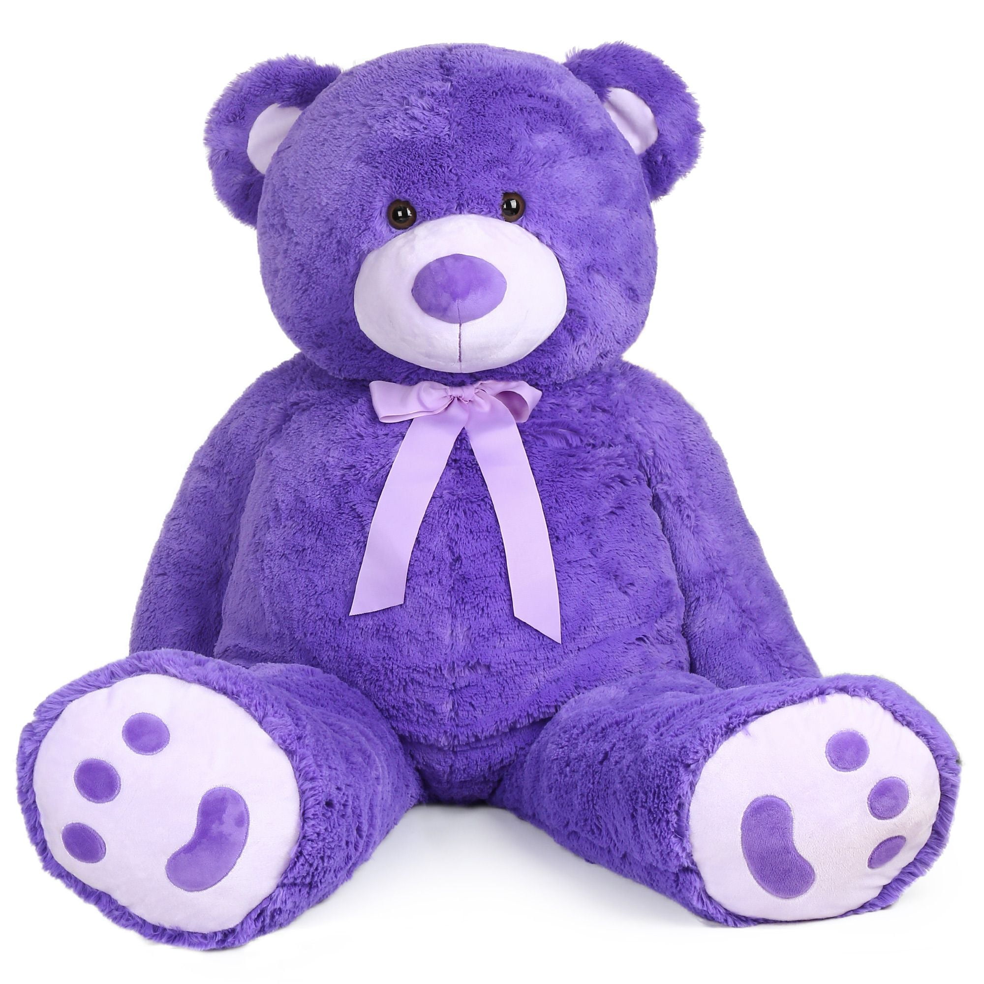 Lotsa Love Teddy Bear Plush Stuffed Animal W/ purple bow Approx 7" NWT 