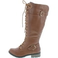 thumbnail image 2 of Forever Link MANGO-27 Women's Strappy Lace-Up Knee High Combat Stacked Heel Boot, 2 of 7