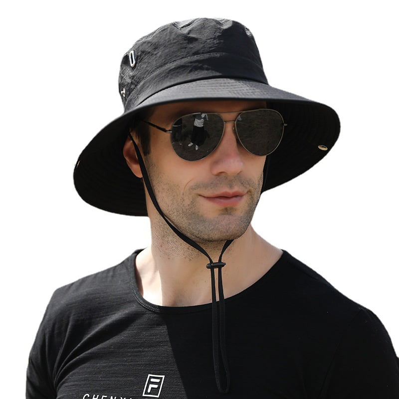 Men Sun Hat Summer Wide Brim UPF 50+ Breathable Boonie Hats Waterproof ...