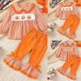 thumbnail image 2 of TOWED22 Toddler Girl Clothes Long Sleeve Outfits Ruffle Top with Waistband Ribbed Pant Set Fall Clothing for Kids Girls,Orange,18-24 M, 2 of 9